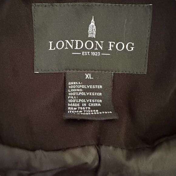 London Fog ~ Black quilted jacket w/ hood ~ size XL - Picture 7 of 14